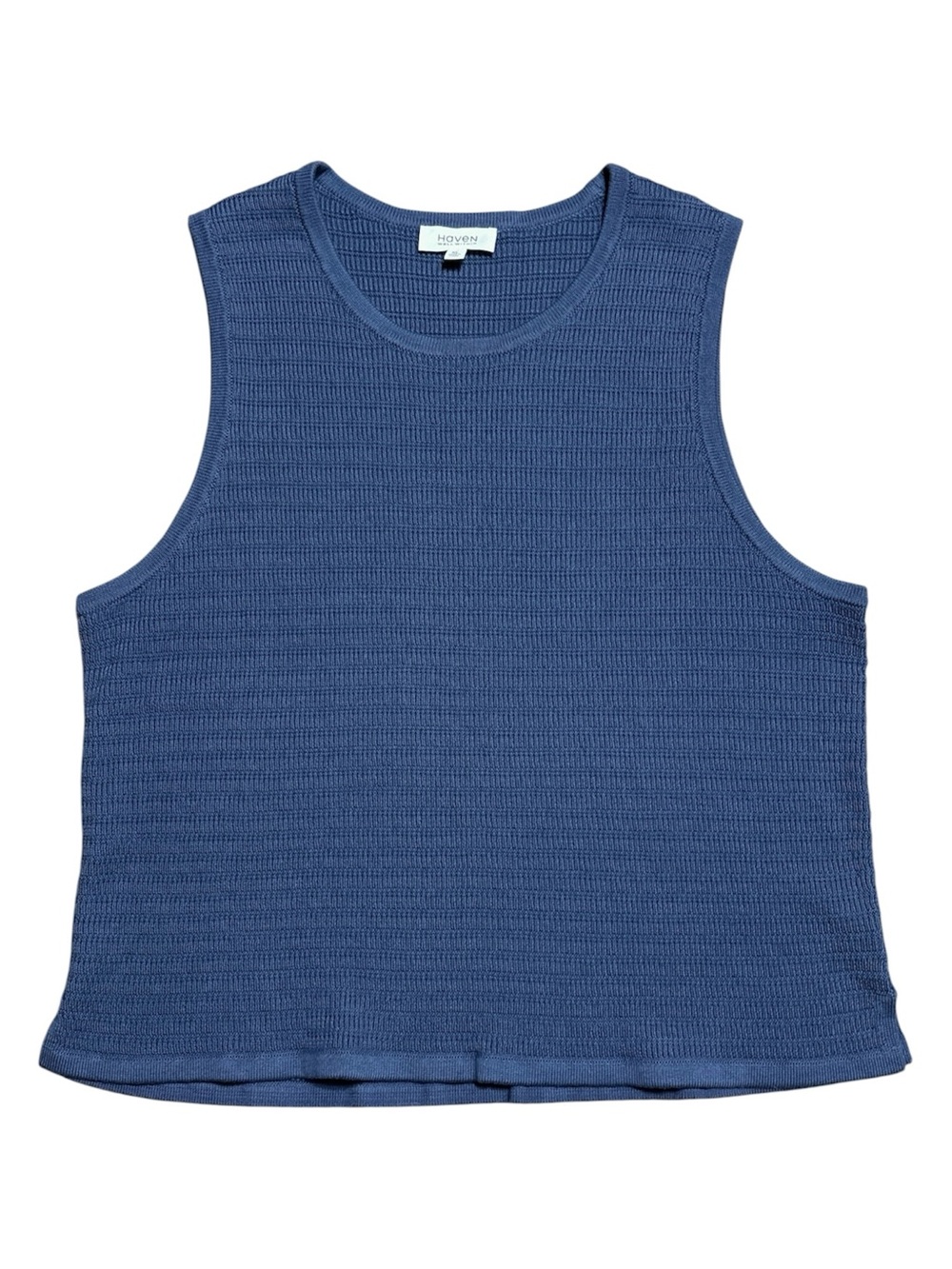 Haven 100% Organic Cotton Textured Knit Sleeveless Sweater Vest NWOT Blue Sz XL